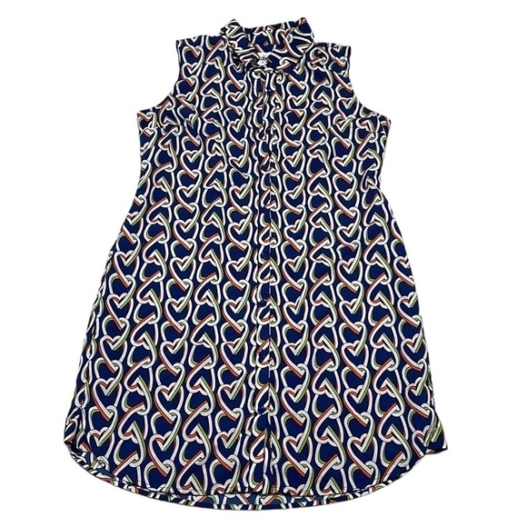 CAbi Midi Amour Dress Collar Buttons Heart Link Blue Size Small S - Picture 3 of 15